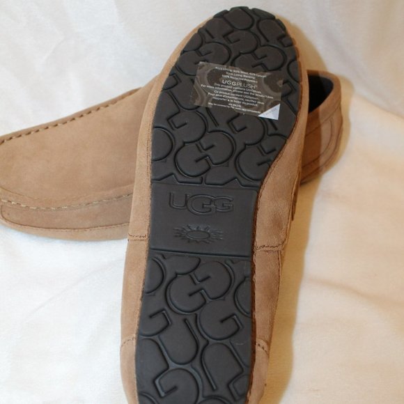 NIB UGG MEN'S ALDER SUEDE SHEARLING SLIP ON SLIPPERS LOAFERS‎ CHESTNUT - Picture 5 of 8